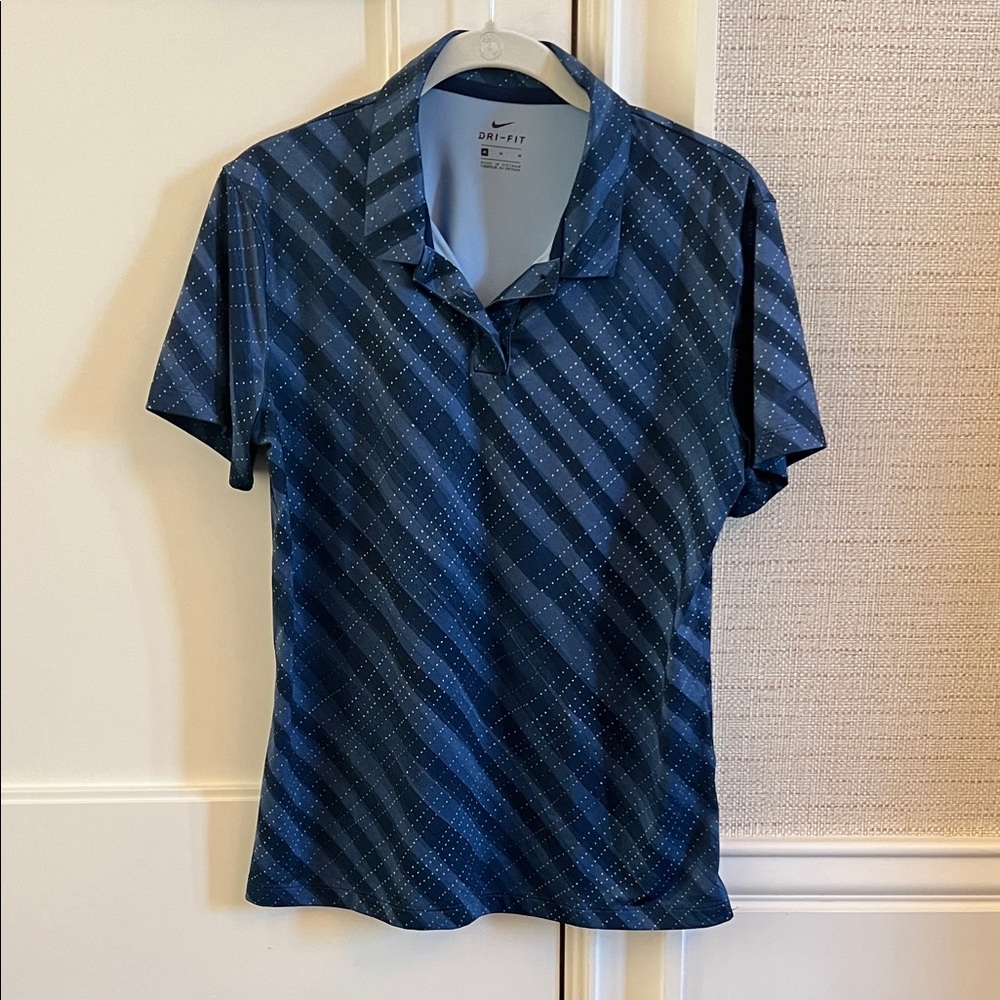 Nike Dri-FIT Navy Blue Diagonal Dot Polo